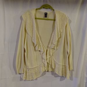 W Women's Off White Long Sleeve Cardigan Sweater  Size 3X